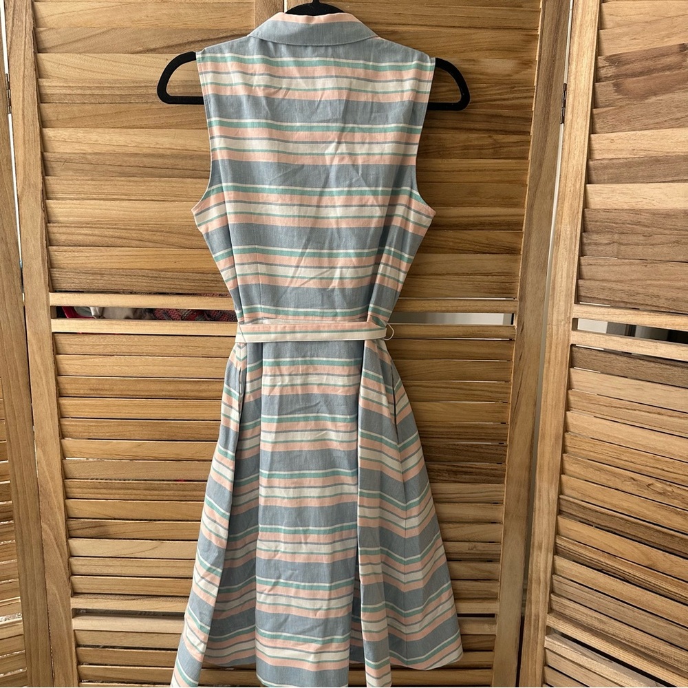 NWT_ Brooks Brothers Shirt Dress Stripe Pastel Sleeveless size 4 - Picture 2 of 4